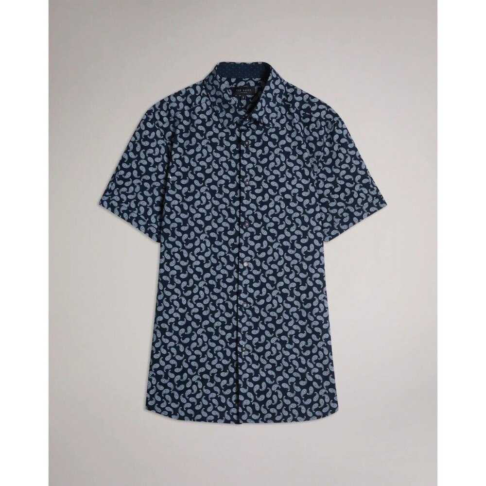 Ted Baker Bosston Short Sleeve Paisley Shirt Size 1 NWT $155